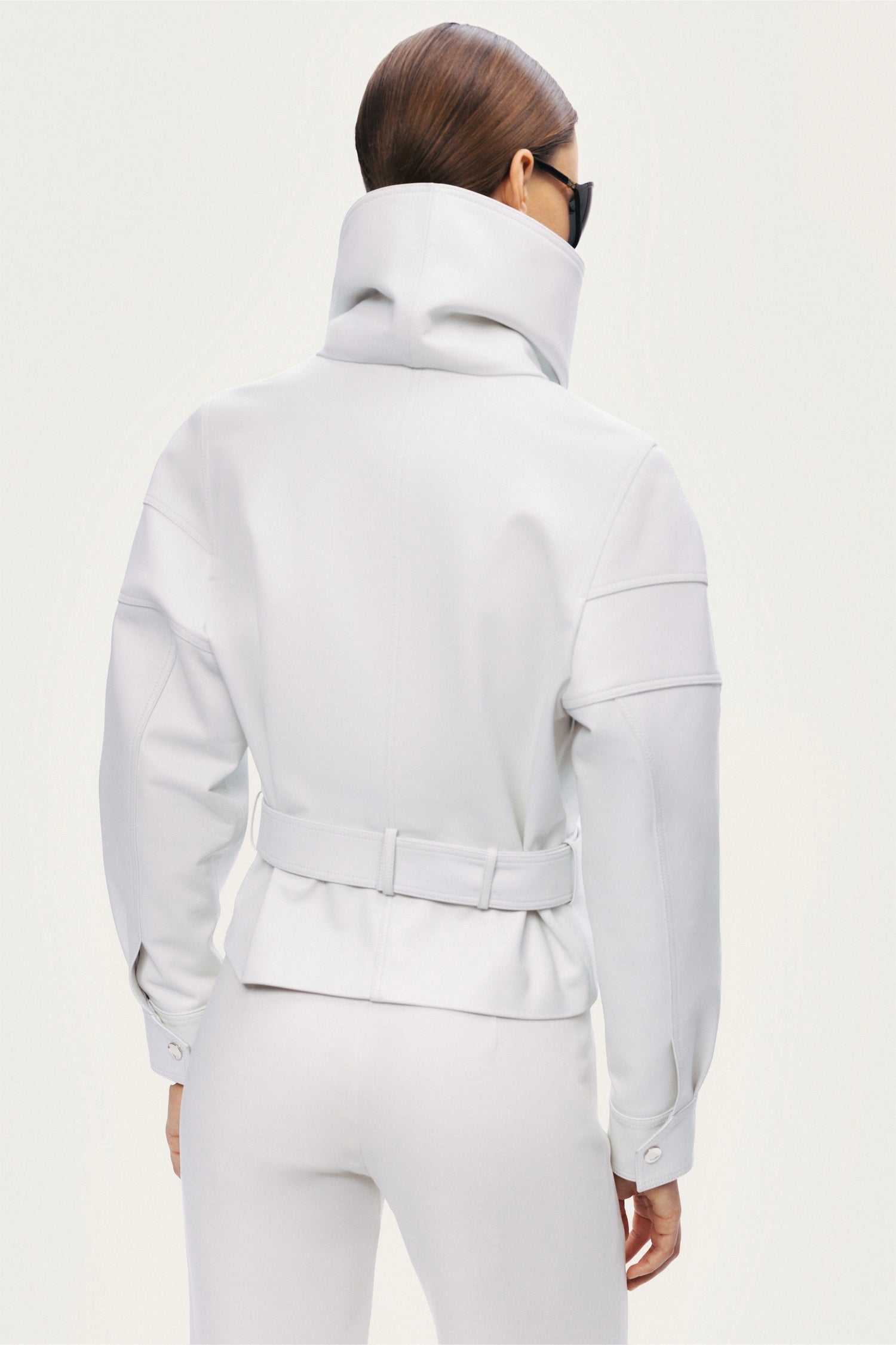 High-Neck Belted Jacket