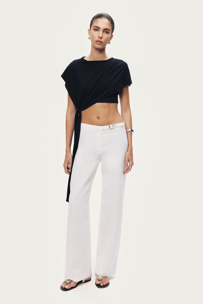 Asymmetric Tie-Detail Blouse