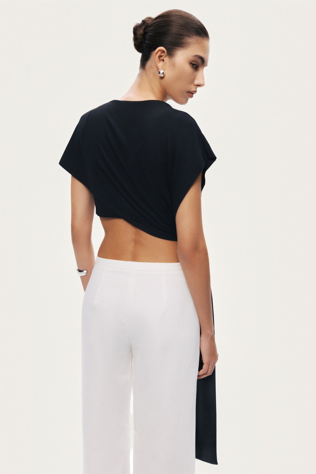 Asymmetric Tie-Detail Blouse