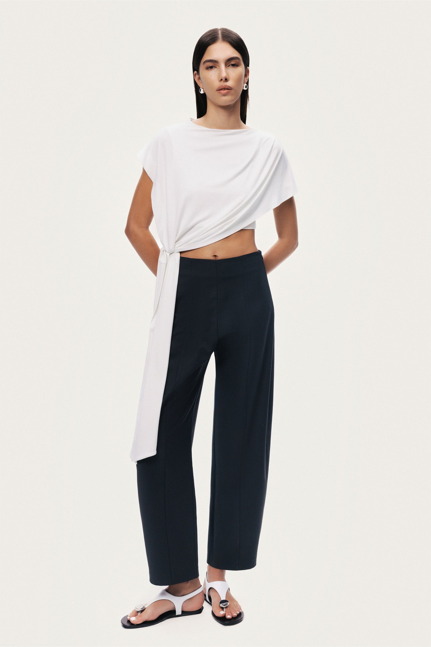 Asymmetric Tie-Front Crop Top