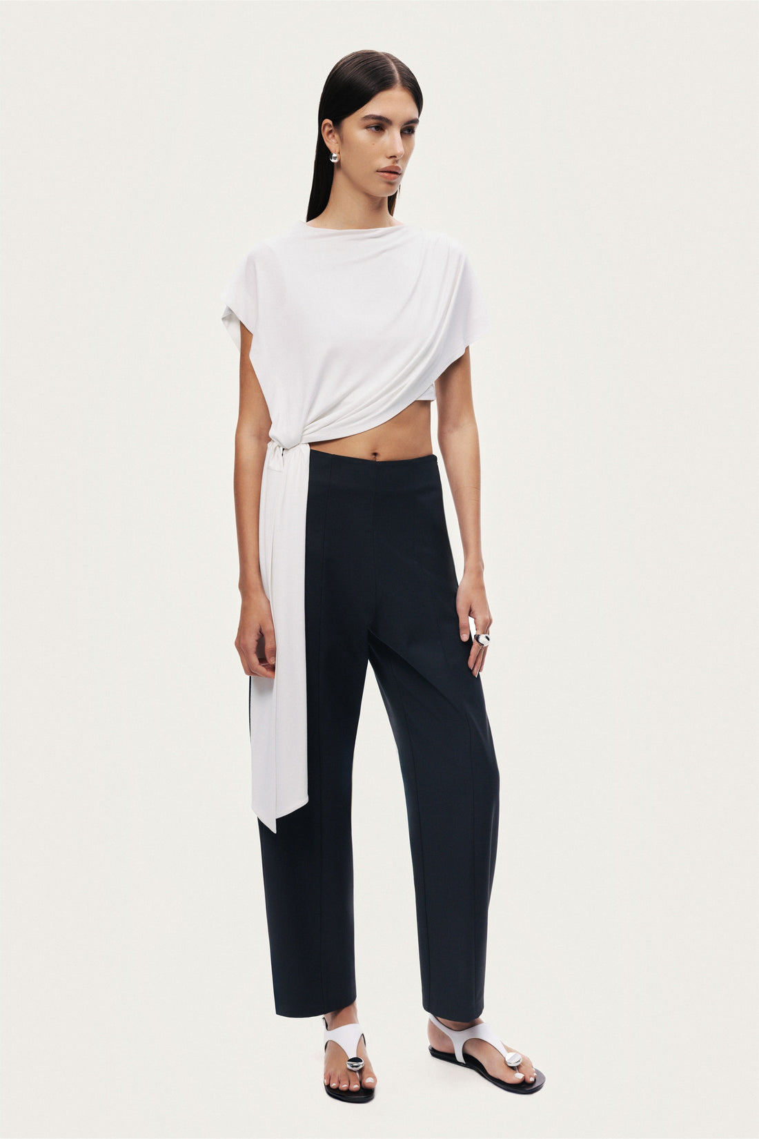 Asymmetric Tie-Front Crop Top