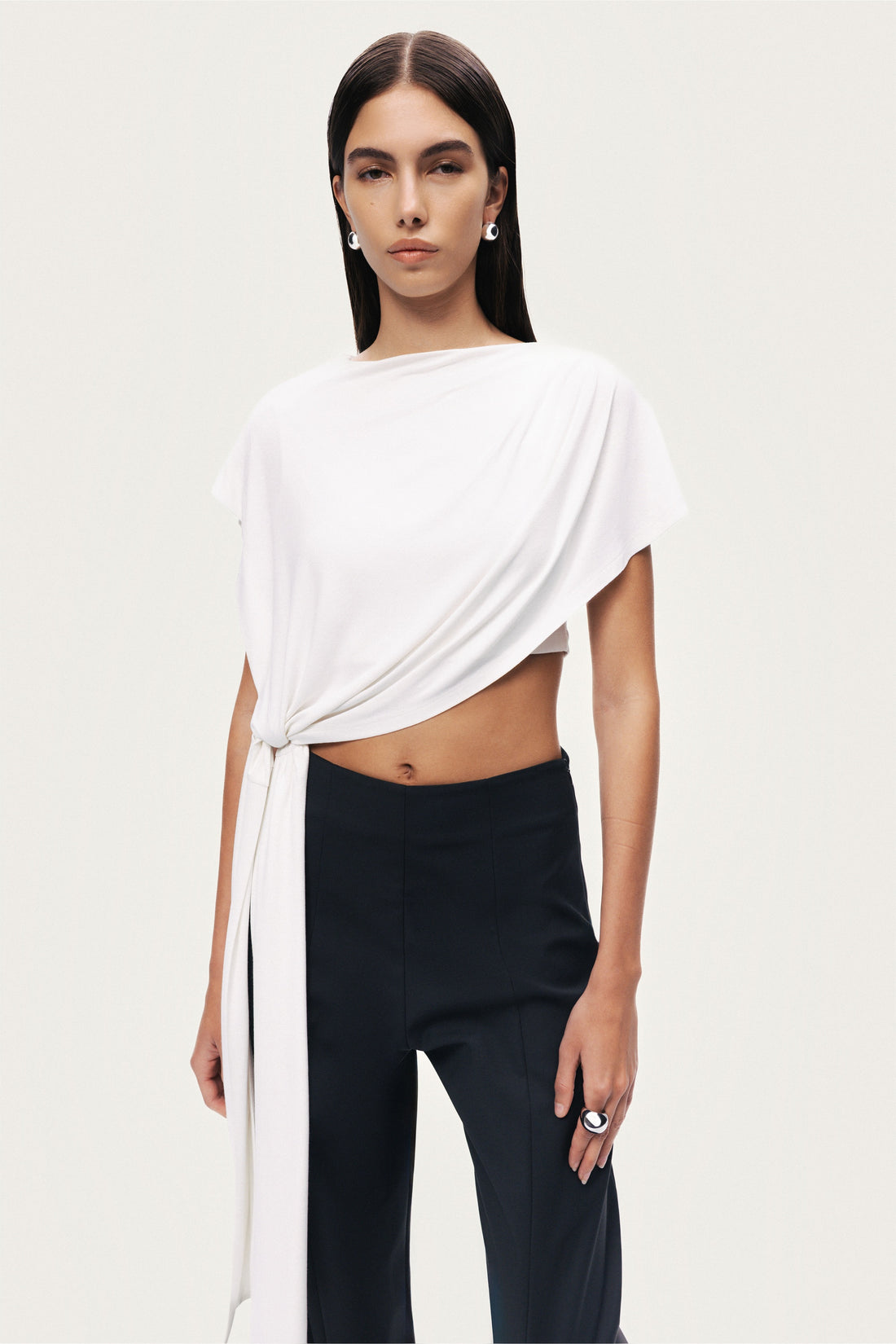 Asymmetric Tie-Front Crop Top
