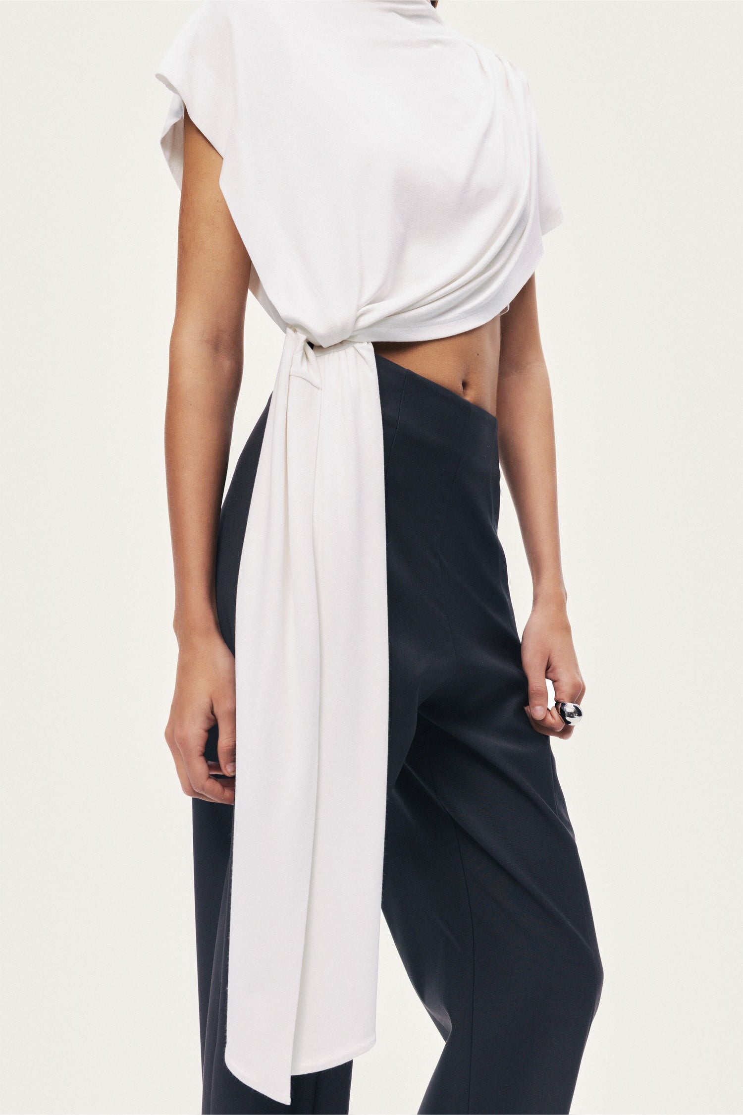 Asymmetric Tie-Front Crop Top