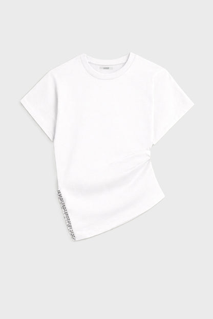Embellished Asymmetric T-Shirt