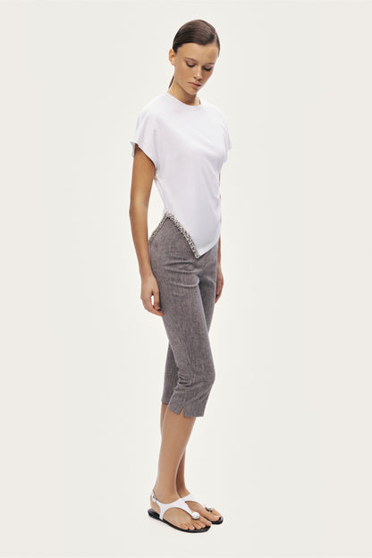 Embellished Asymmetric T-Shirt