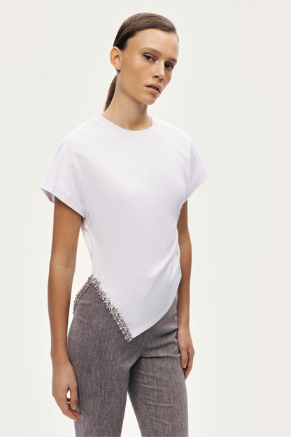 Embellished Asymmetric T-Shirt