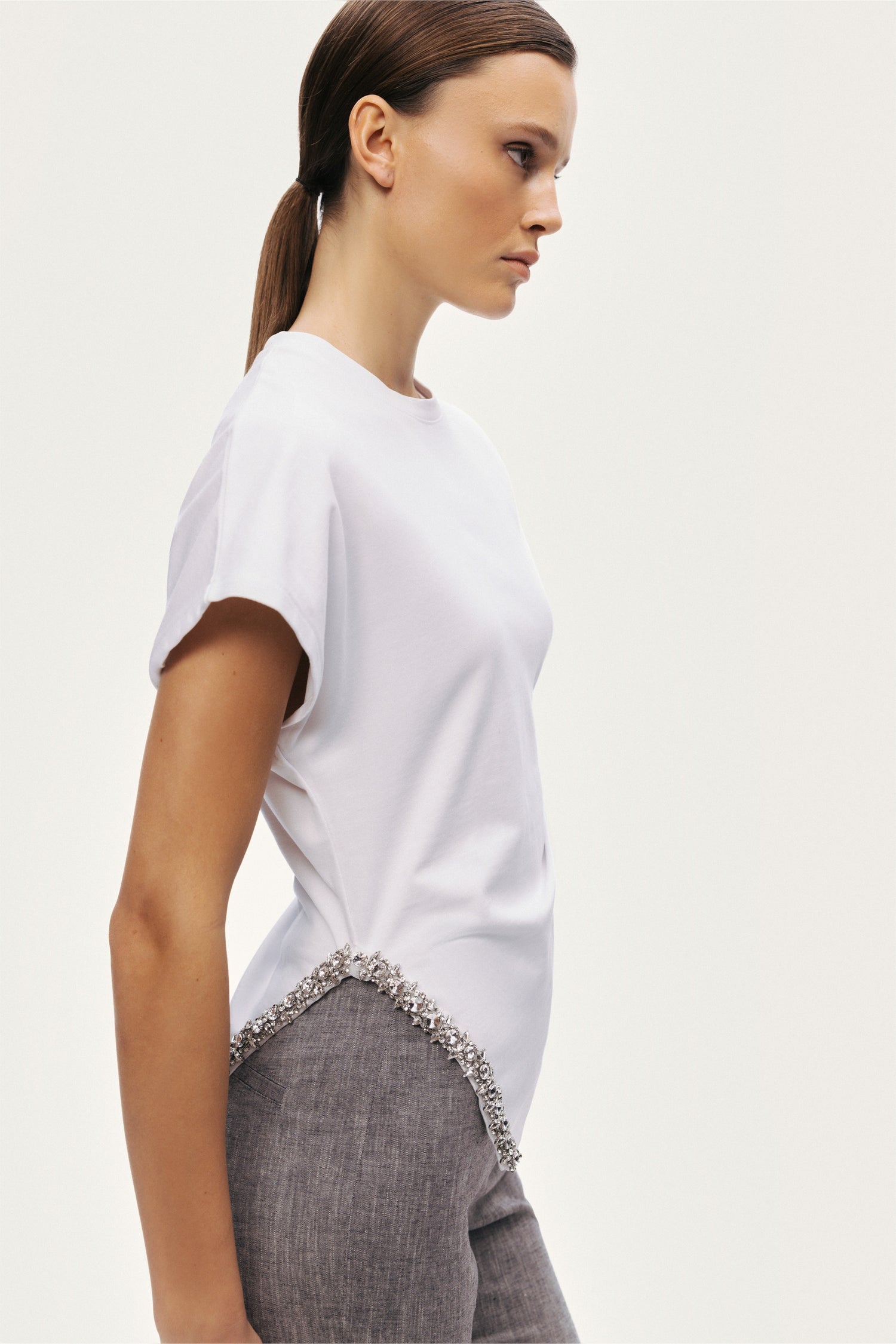 Embellished Asymmetric T-Shirt