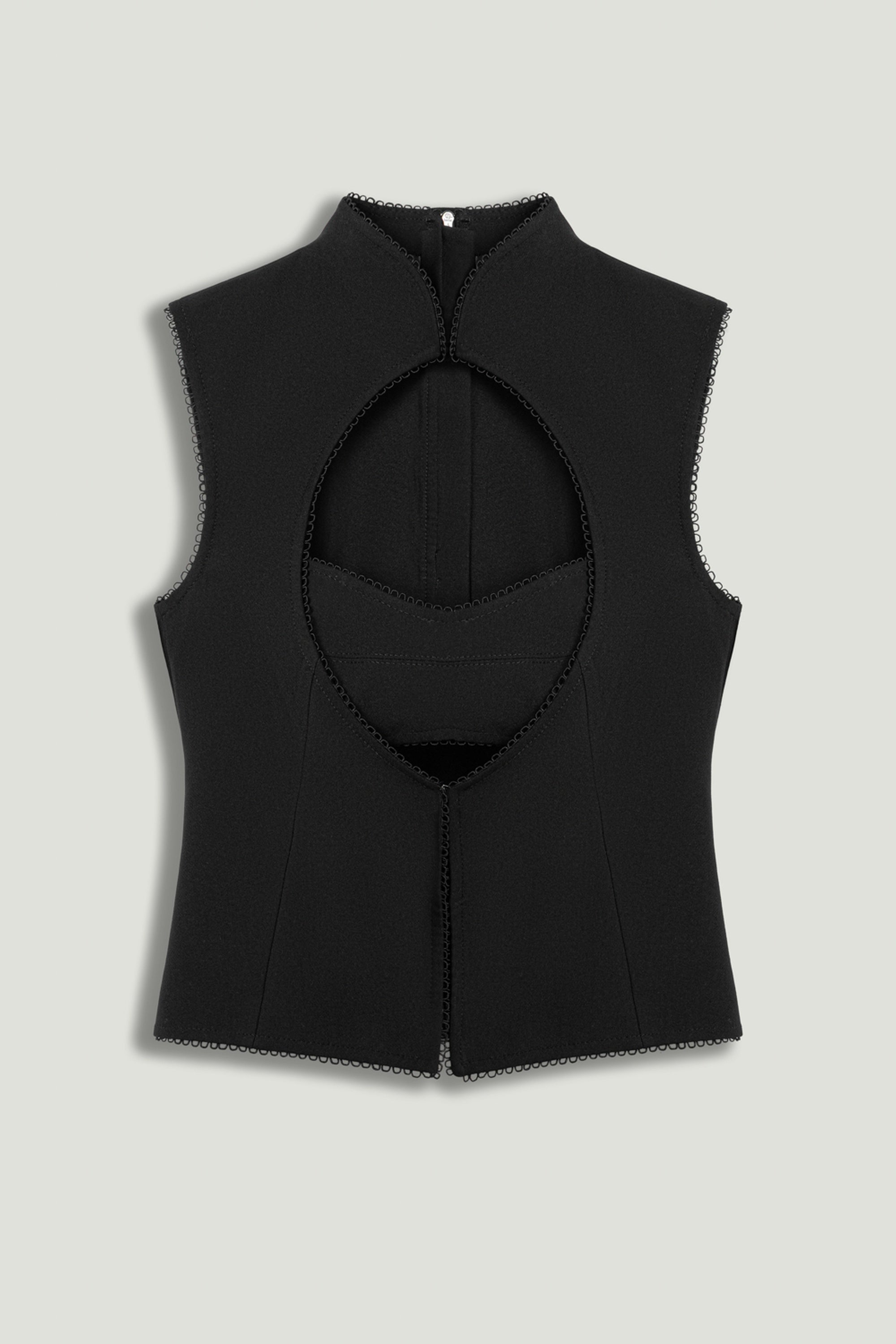 Black Braid-Trim Bustier Top with Built-In Bra – Nocturne