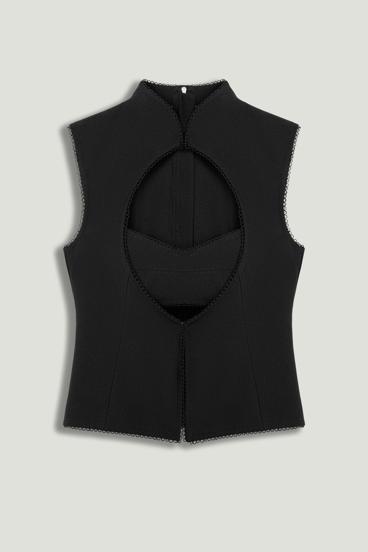 Black Braid-Trim Bustier Top with Built-In Bra