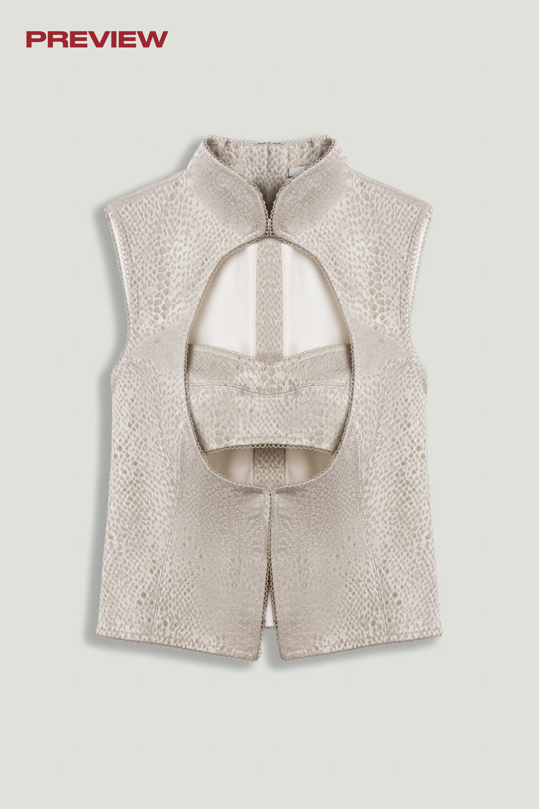 Braid-Trim Bustier Top with Built-In Bra