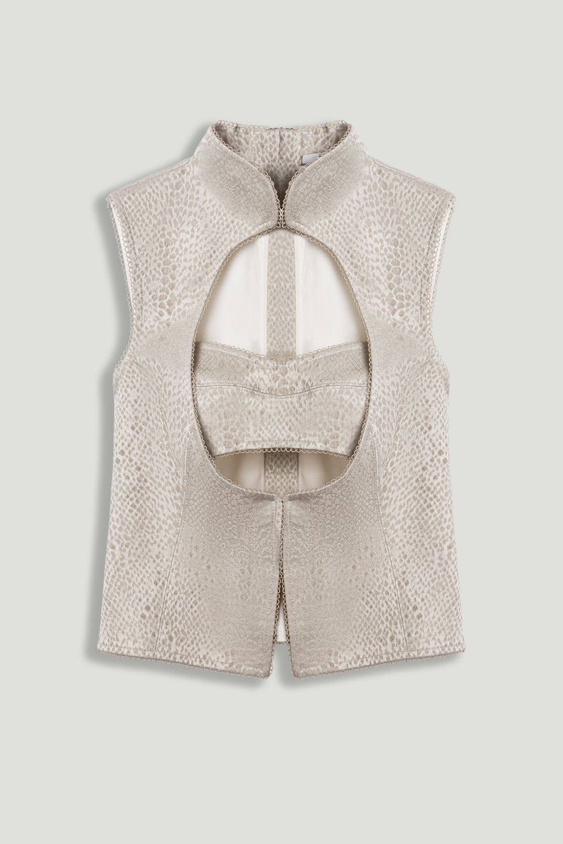 Braid-Trim Bustier Top with Built-In Bra