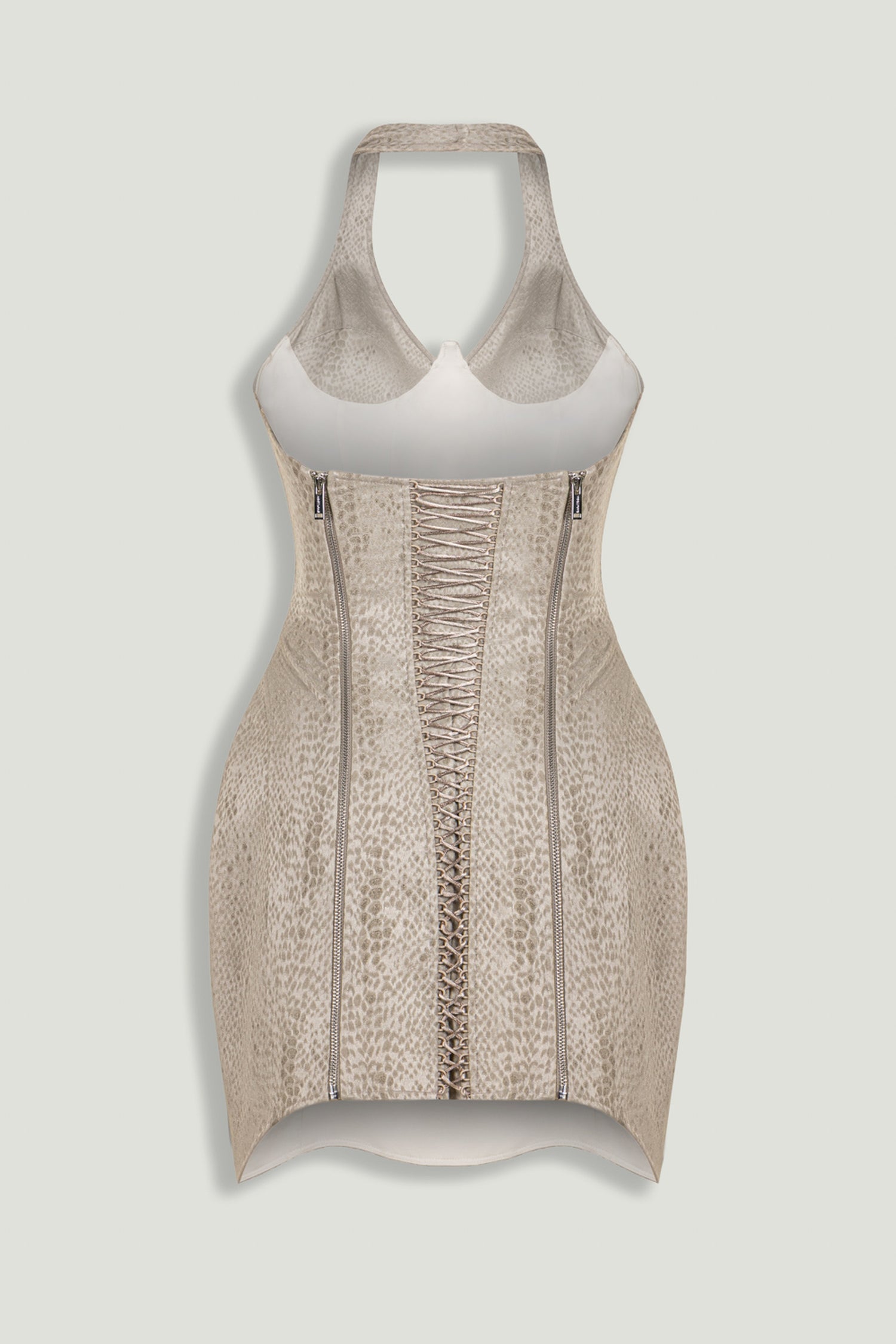 Snake-Print Boned Mini Corset Dress