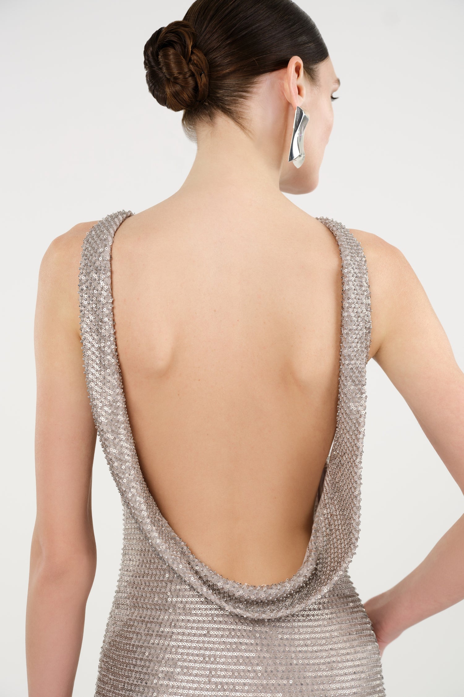 Sequin Open Back Maxi Dress