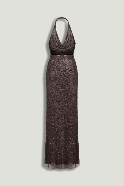 Off-Shoulder Sequin Embellished Maxi Dress