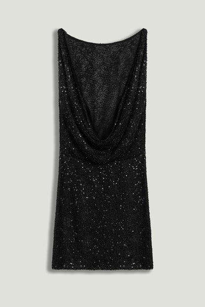Sequin Open Back Mini Dress