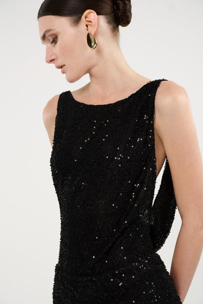 Sequin Open Back Mini Dress