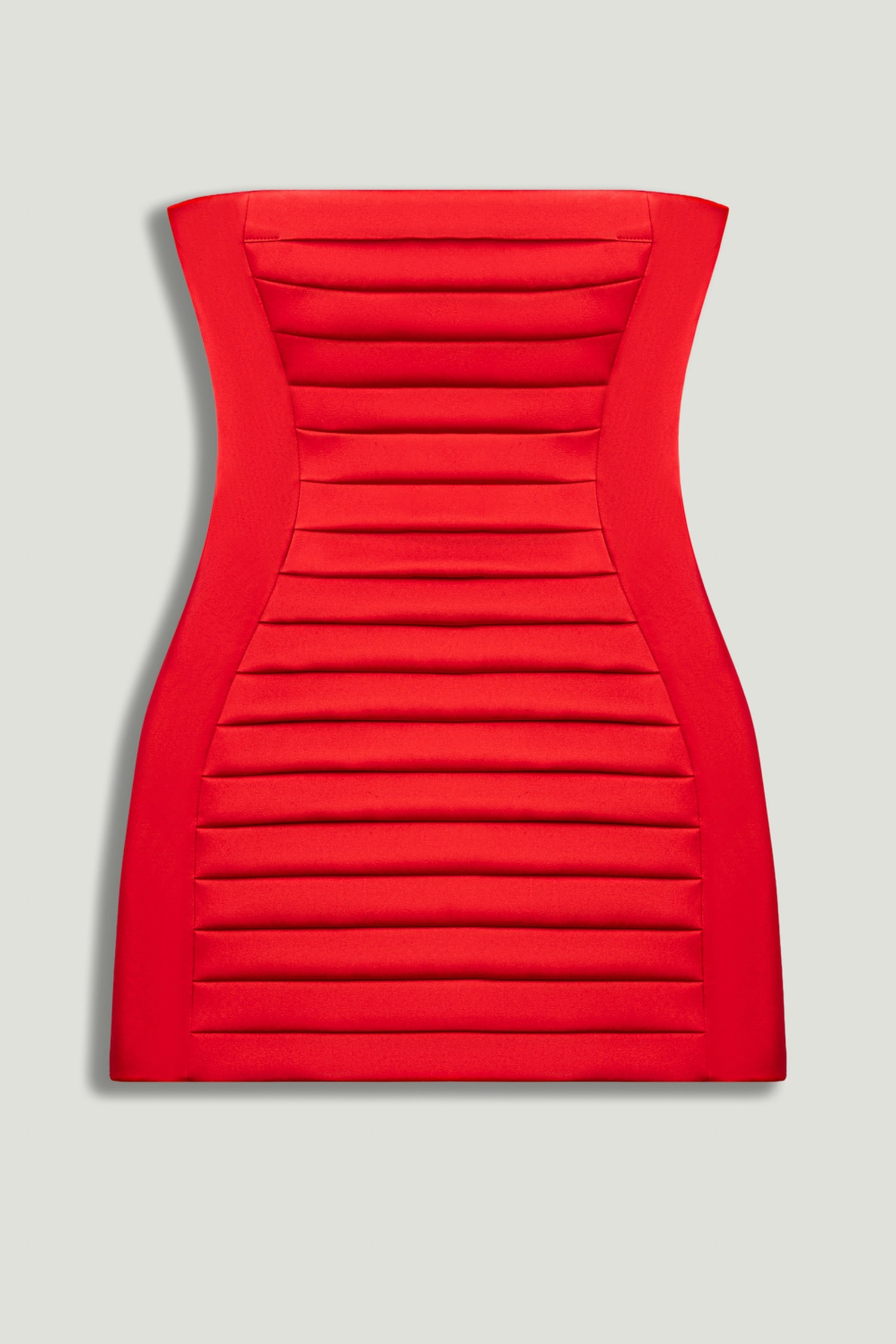 Red Strapless Ribbed Mini Dress