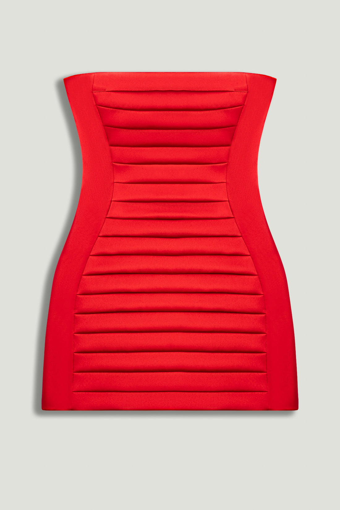 Red Strapless Ribbed Mini Dress