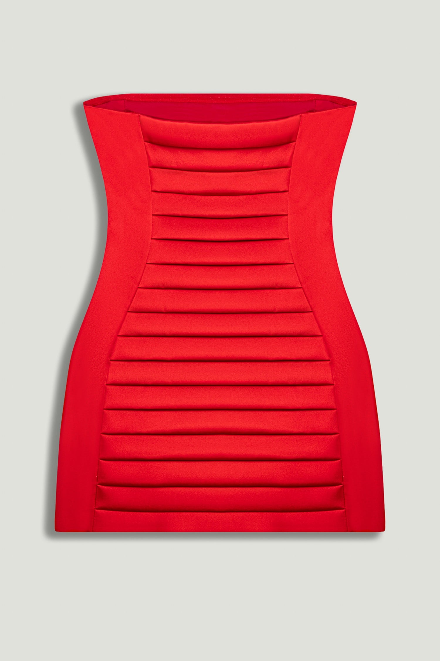 Red Strapless Ribbed Mini Dress