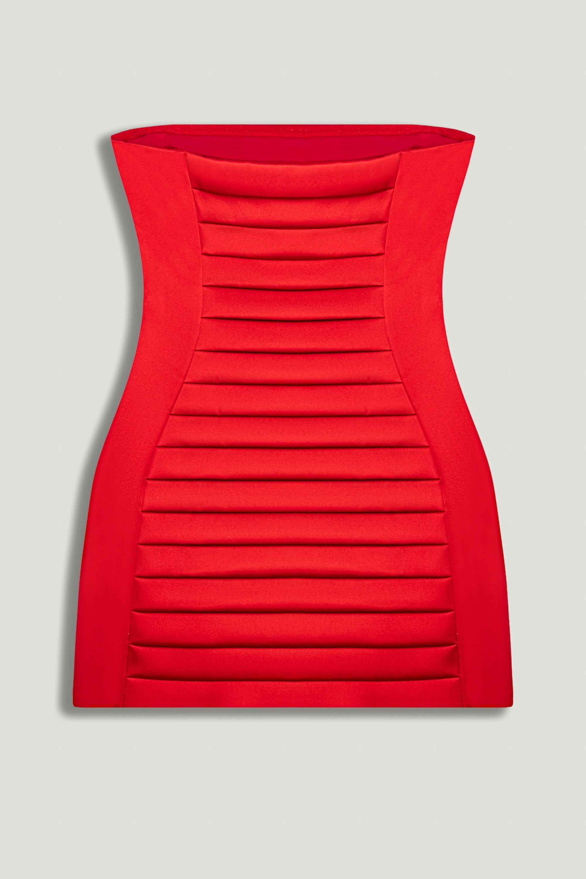 Red Strapless Ribbed Mini Dress
