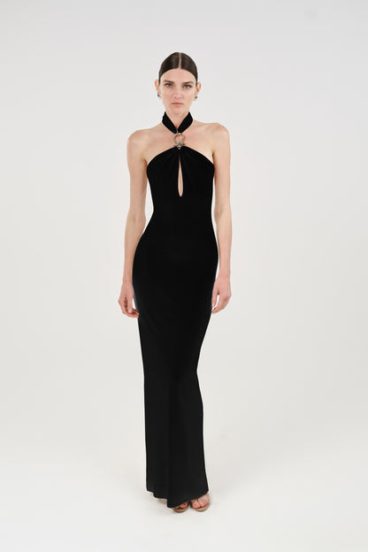 Cut-Out Detail Embellished Maxi Dress
