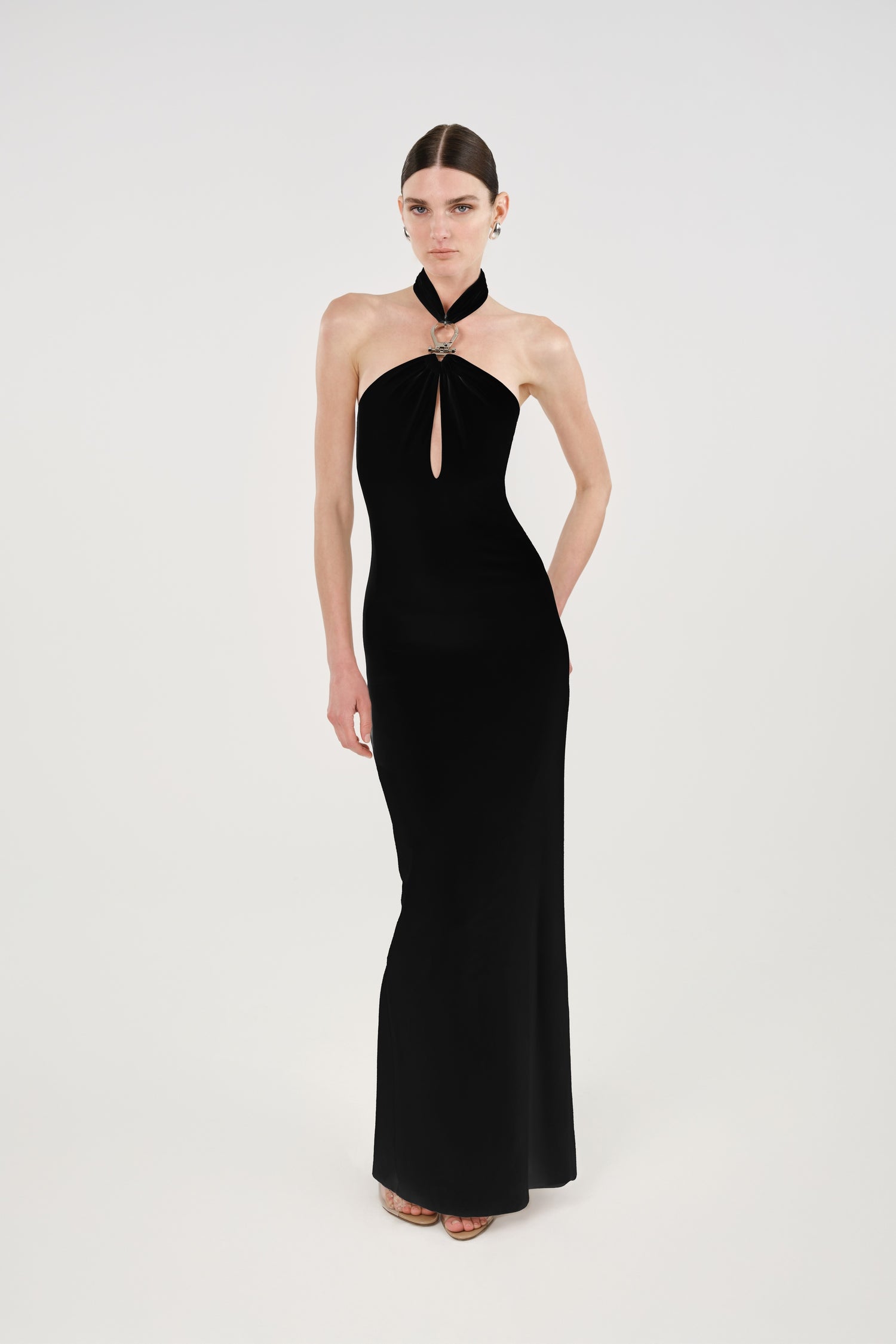 Cut-Out Detail Embellished Maxi Dress