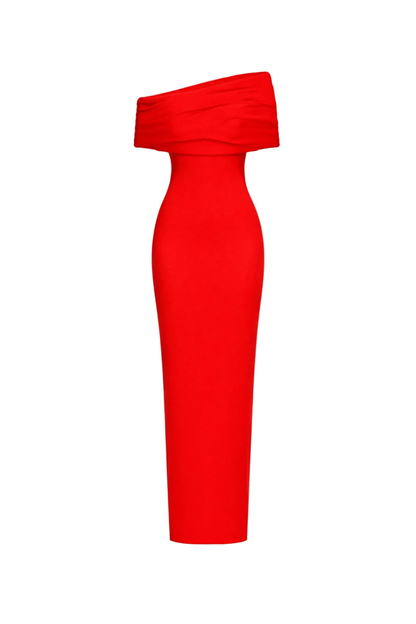 Asymmetric Strapless Maxi Dress