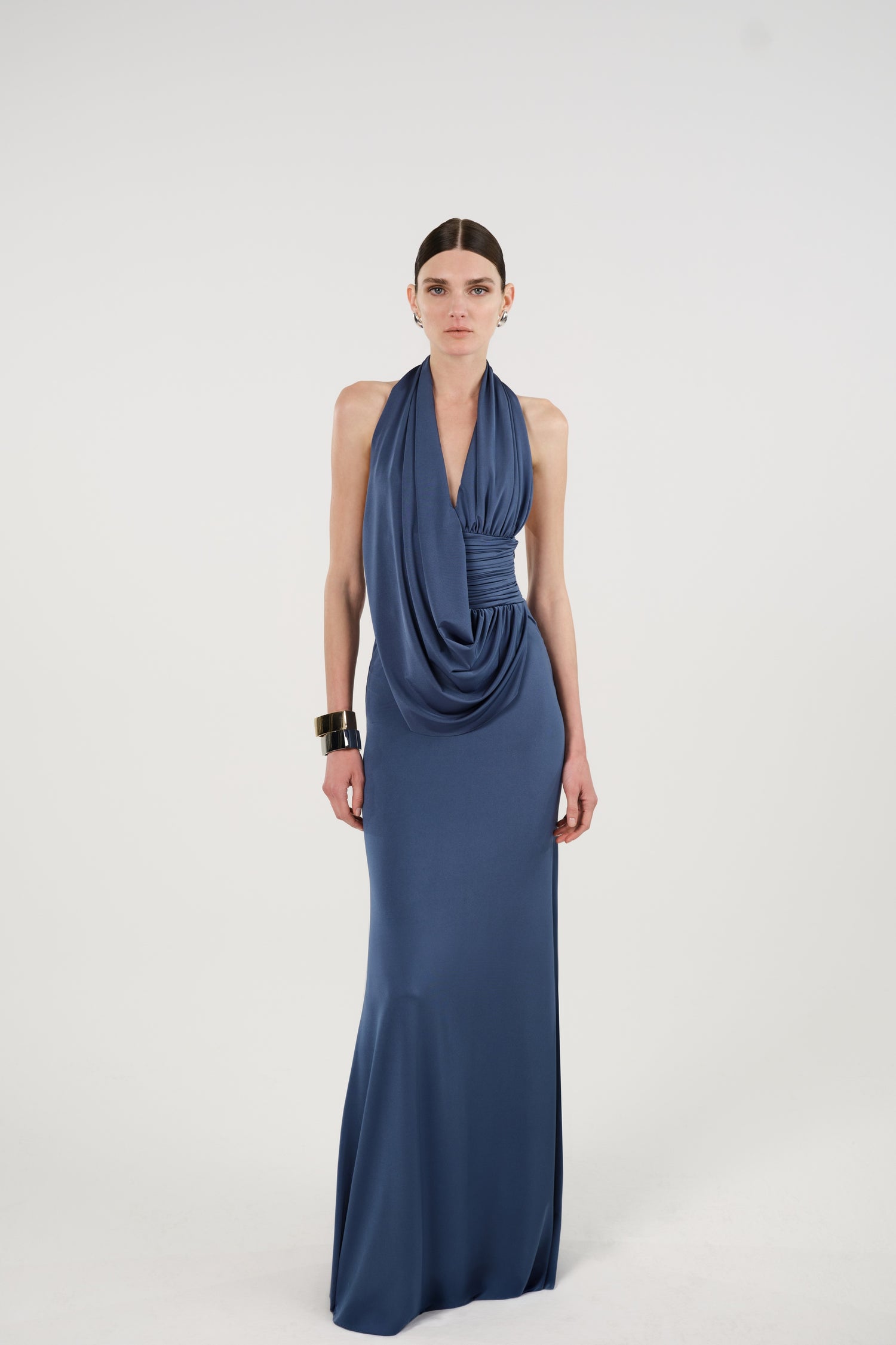 Draped Halter Neck Maxi Dress