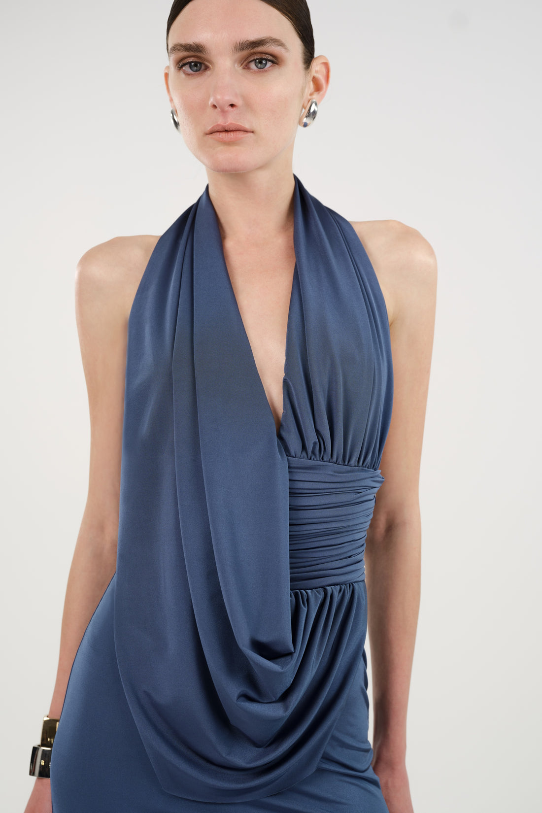Draped Halter Neck Maxi Dress