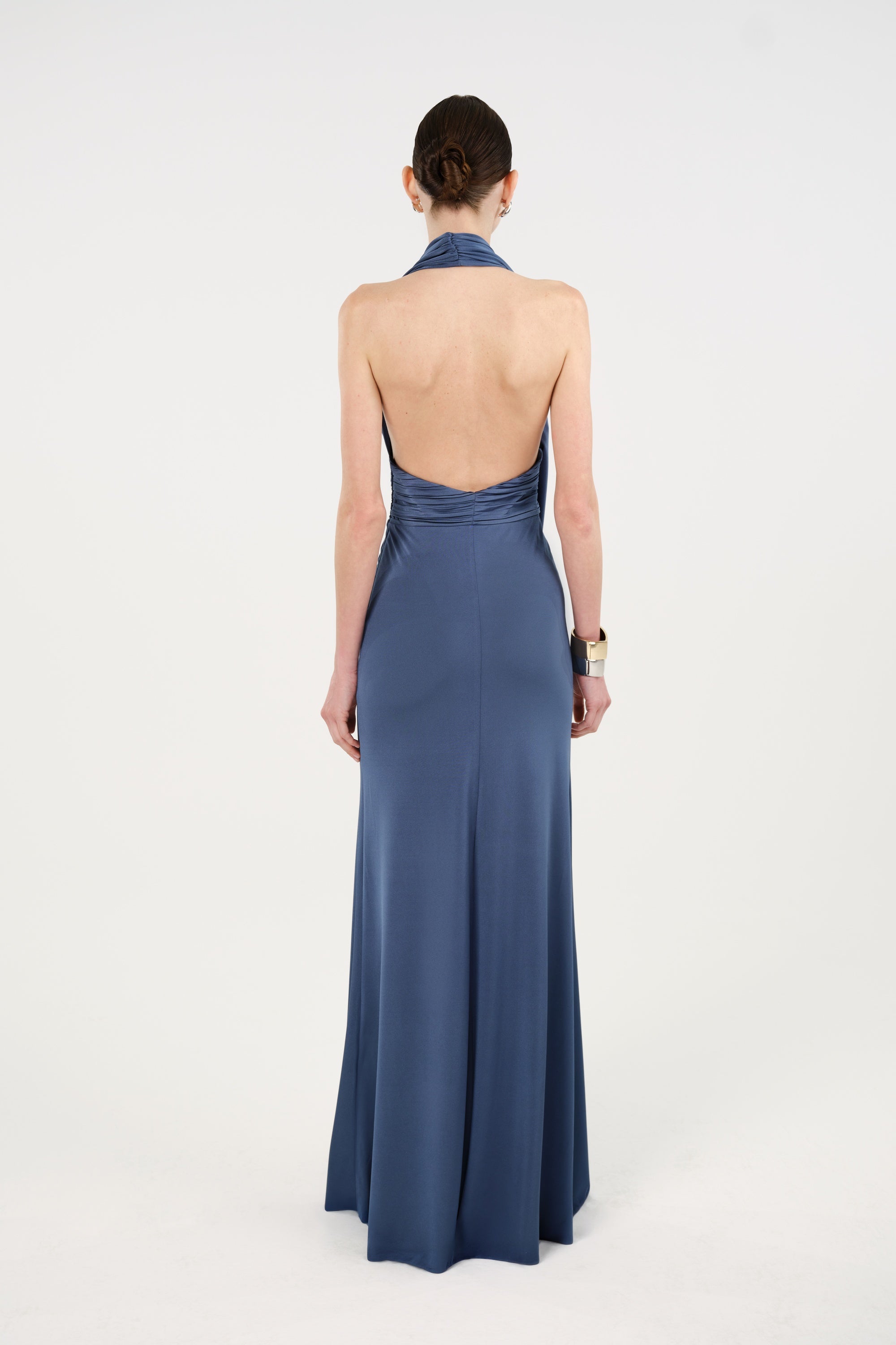 Draped Halter Neck Maxi Dress