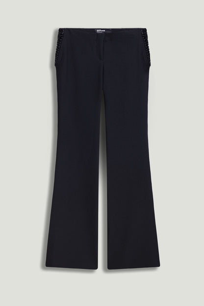 Side-Tie Low-Rise Slim Fit Trousers