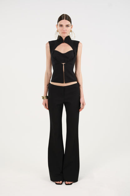 Side-Tie Low-Rise Slim Fit Trousers