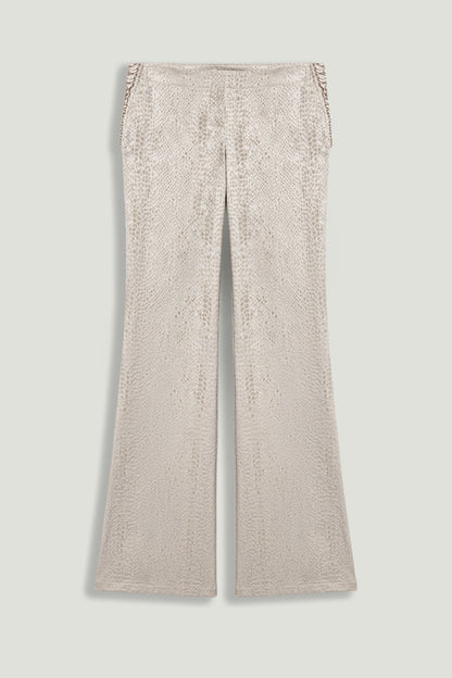 Snake Print Jacquard Flare Trousers
