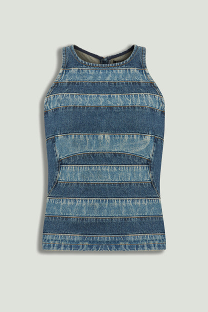 Halter Neck Denim Blouse