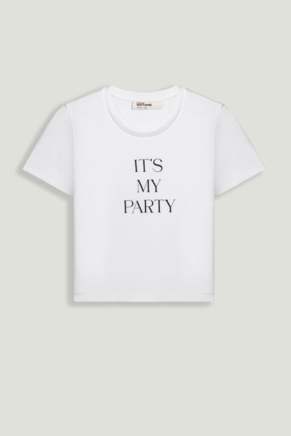 Crew Neck Cropped Slogan T-Shirt