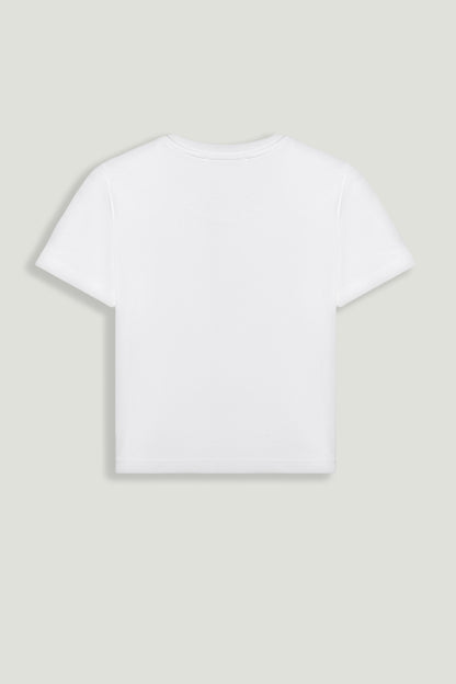 Crew Neck Cropped Slogan T-Shirt