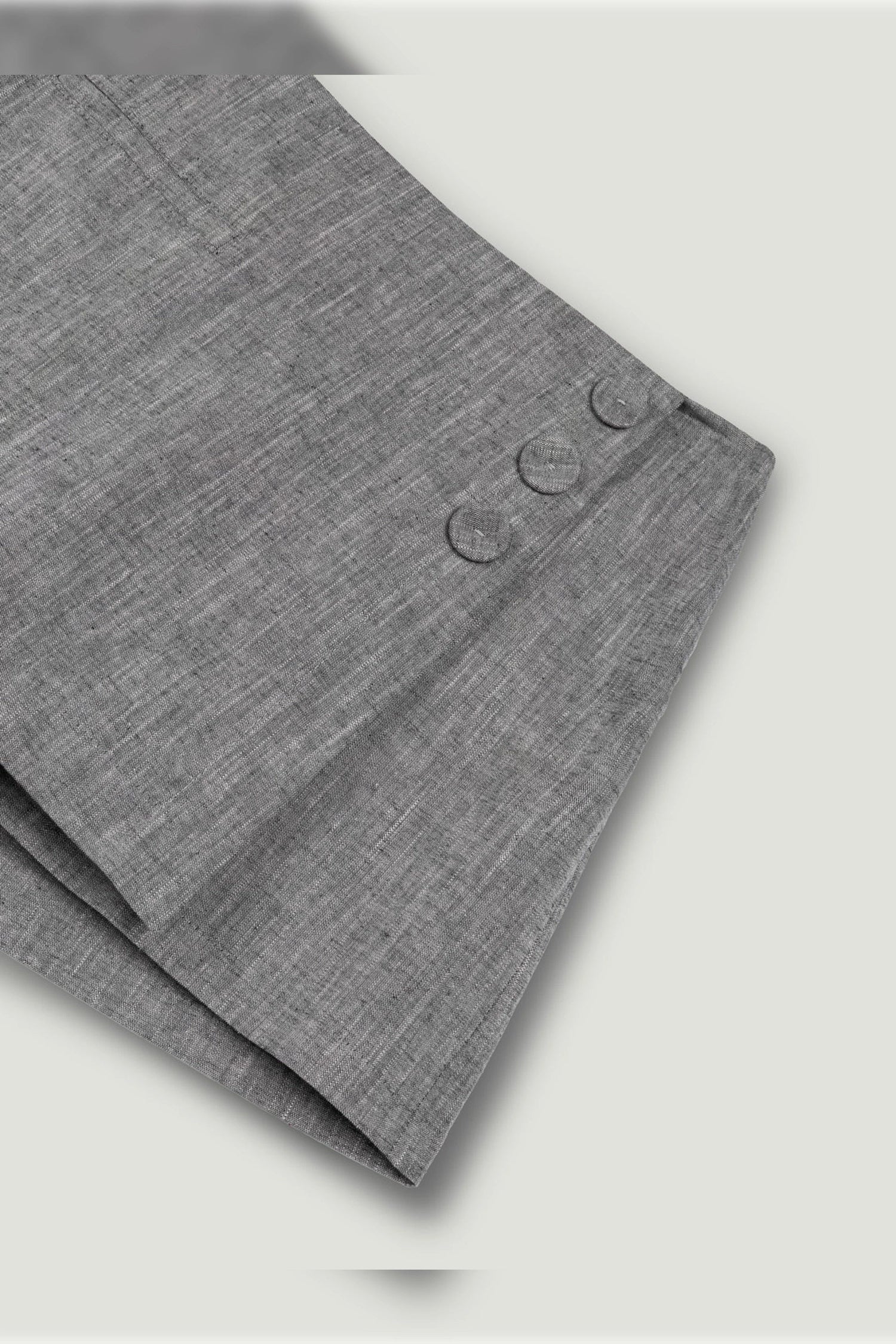 Button Detail Linen Blend Skort