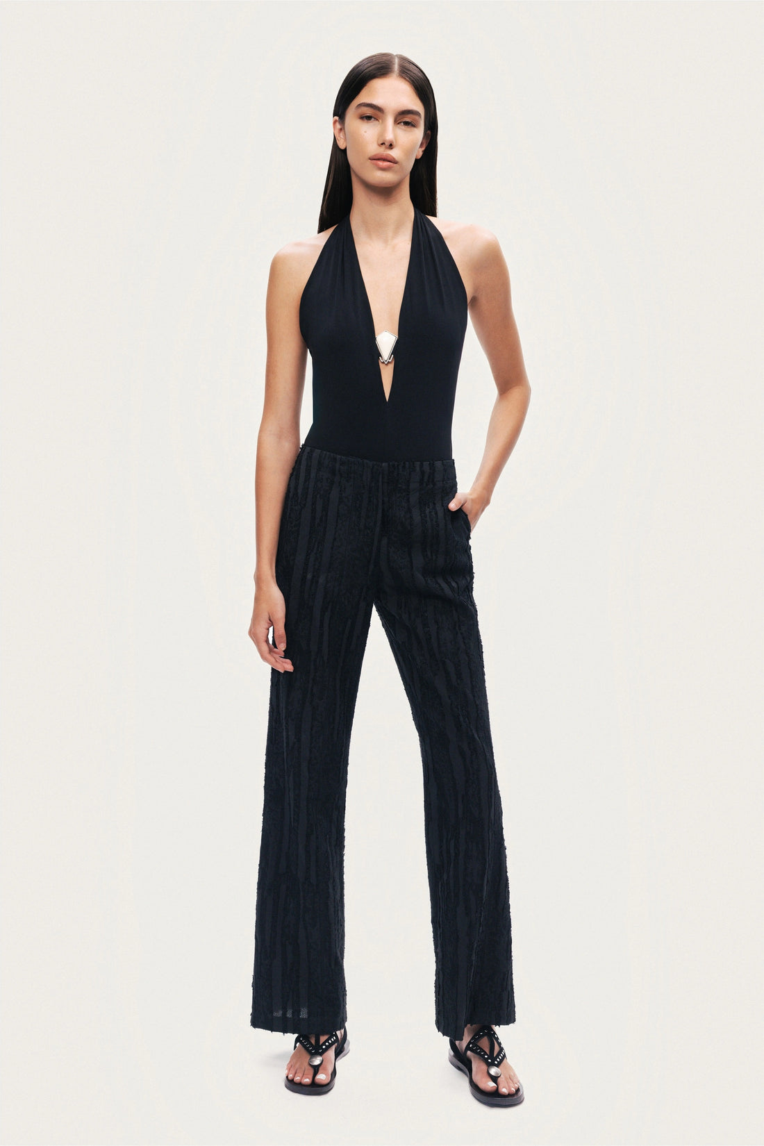 Halter Deep V Blouse