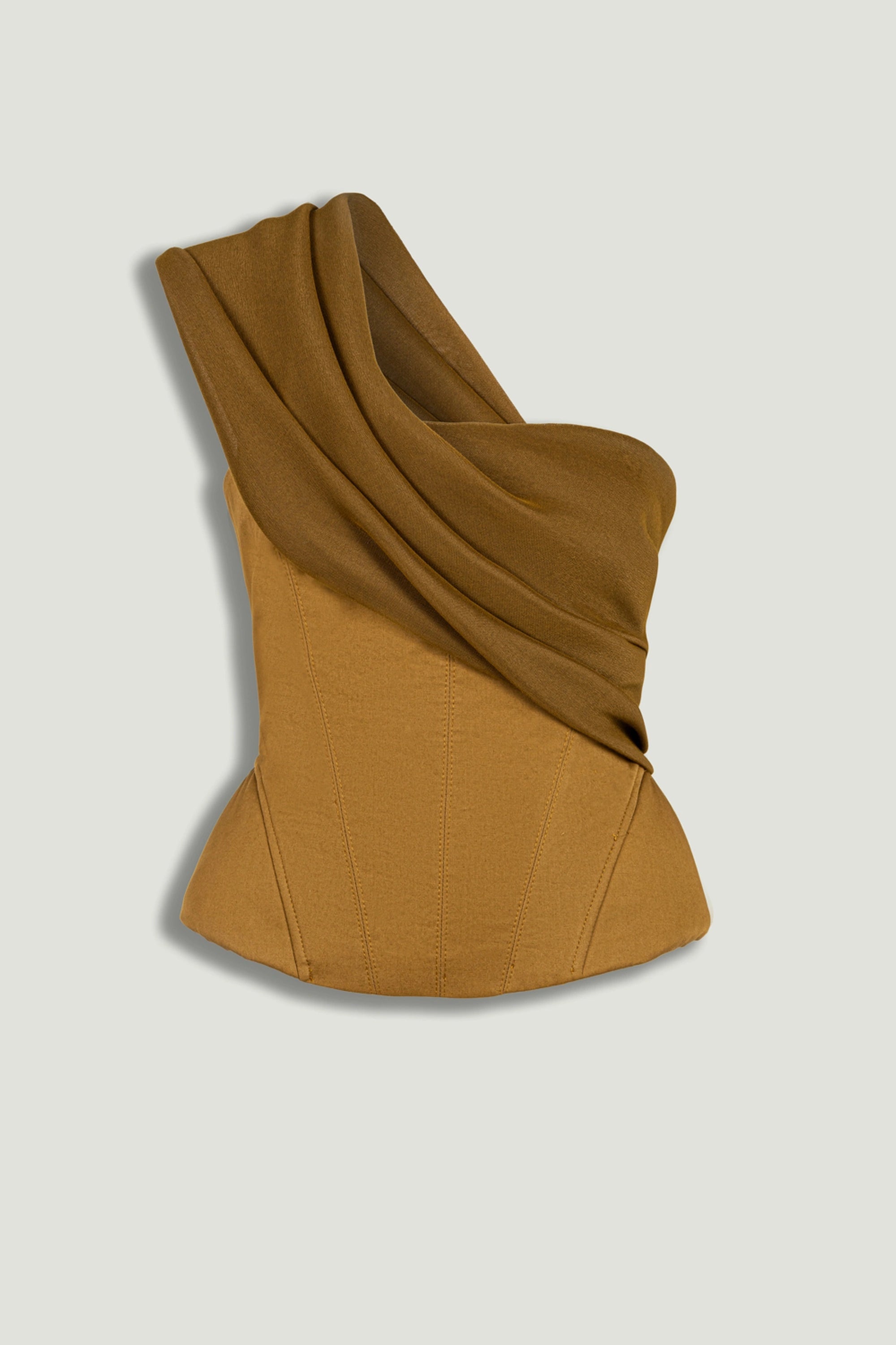 One-Shoulder Draped Gabardine Bustier