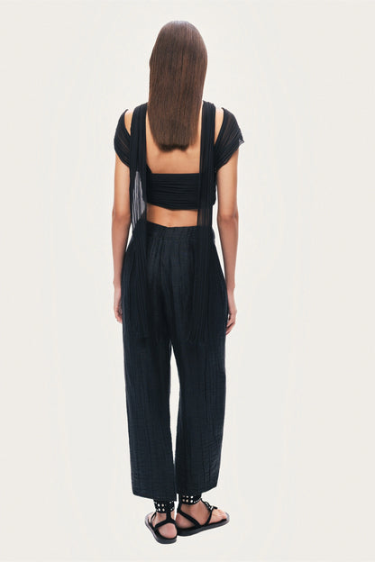 Black Strapless Draped Bustier Top