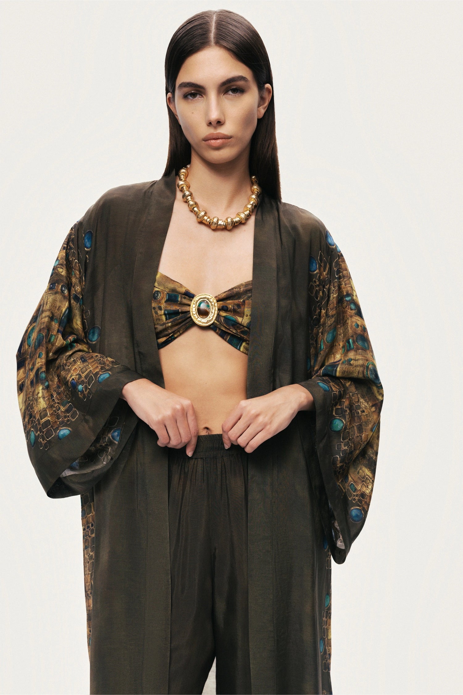 Printed Ring Detail Crop Top