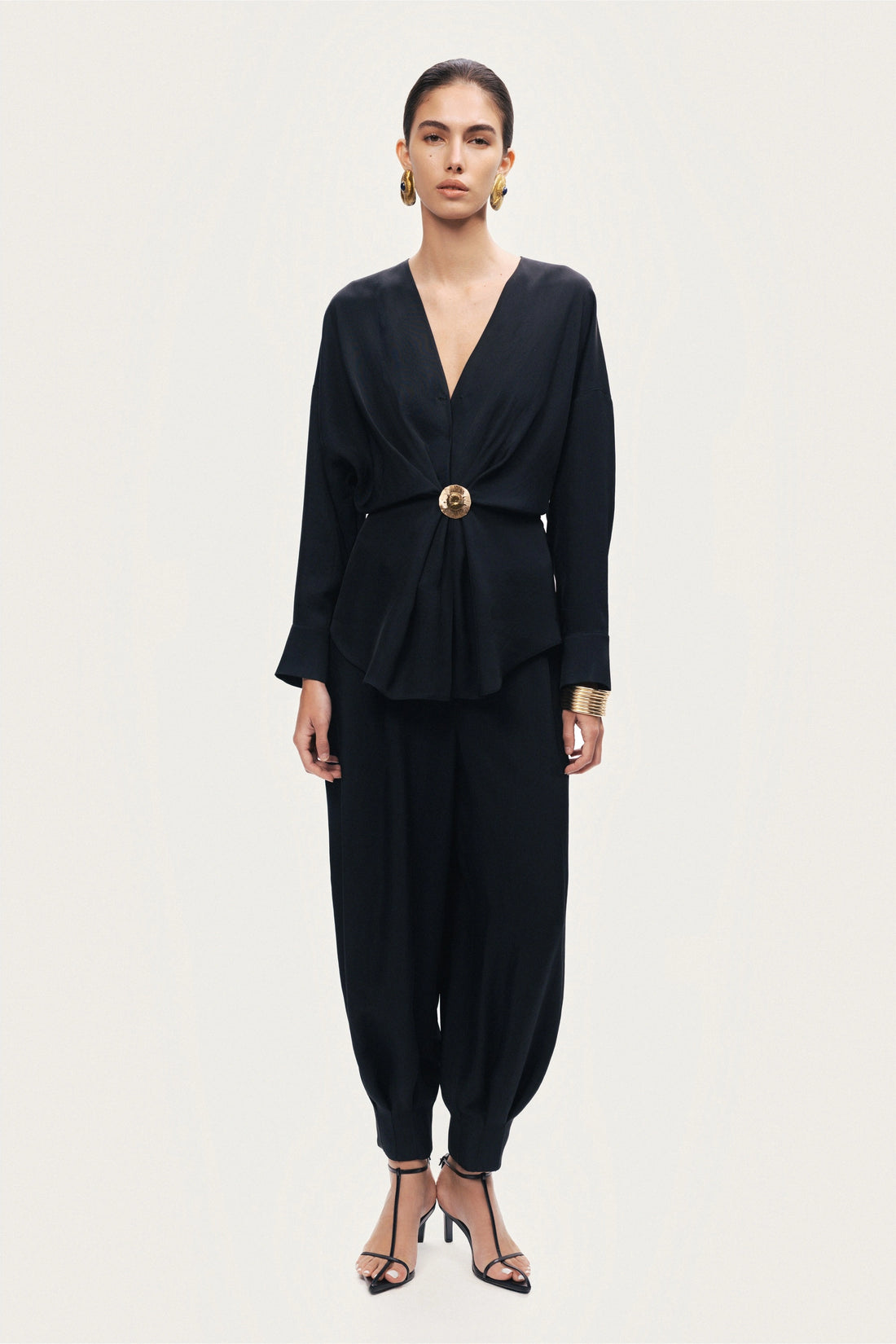 Draped Buckle-Detail Shirt