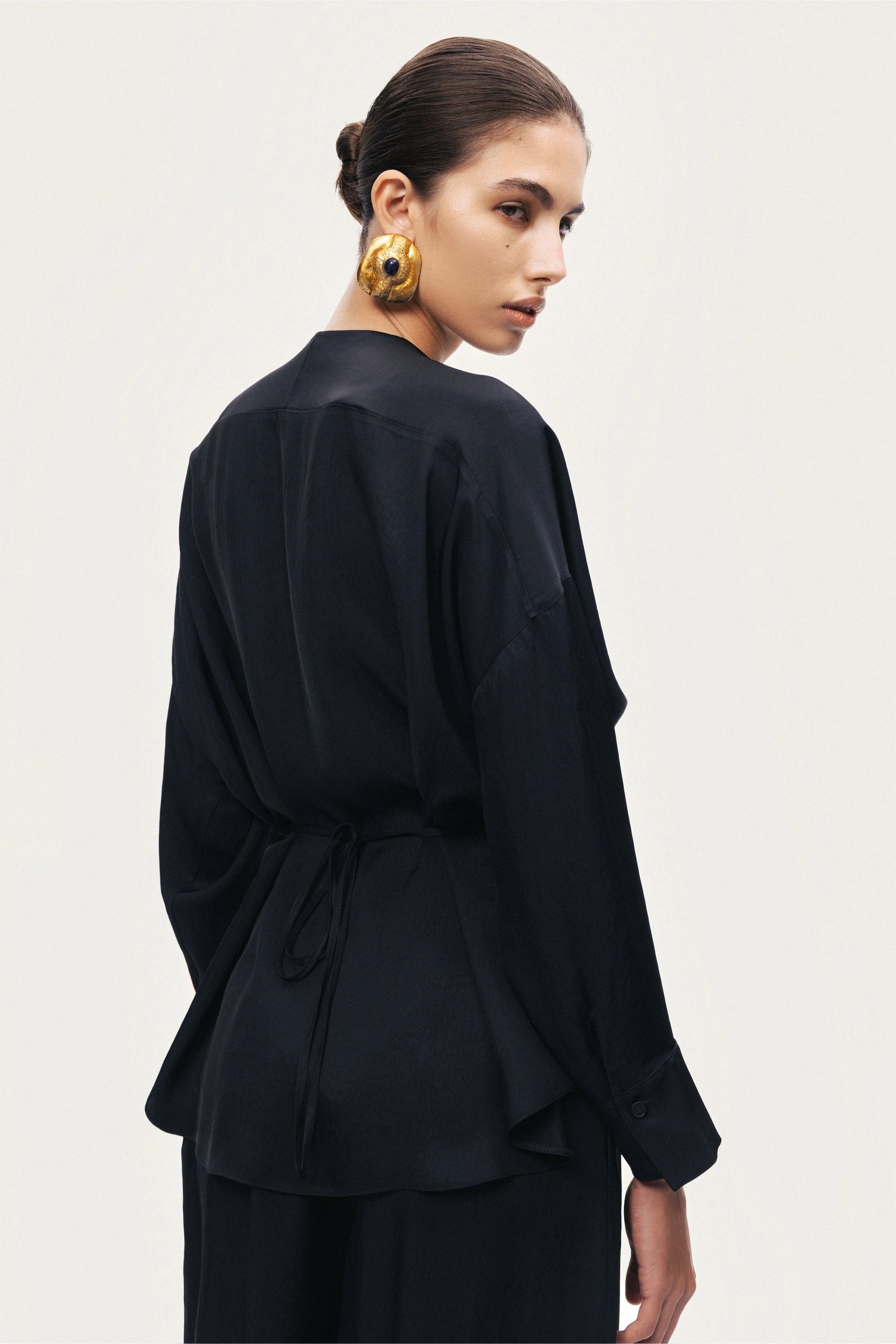 Draped Buckle-Detail Shirt