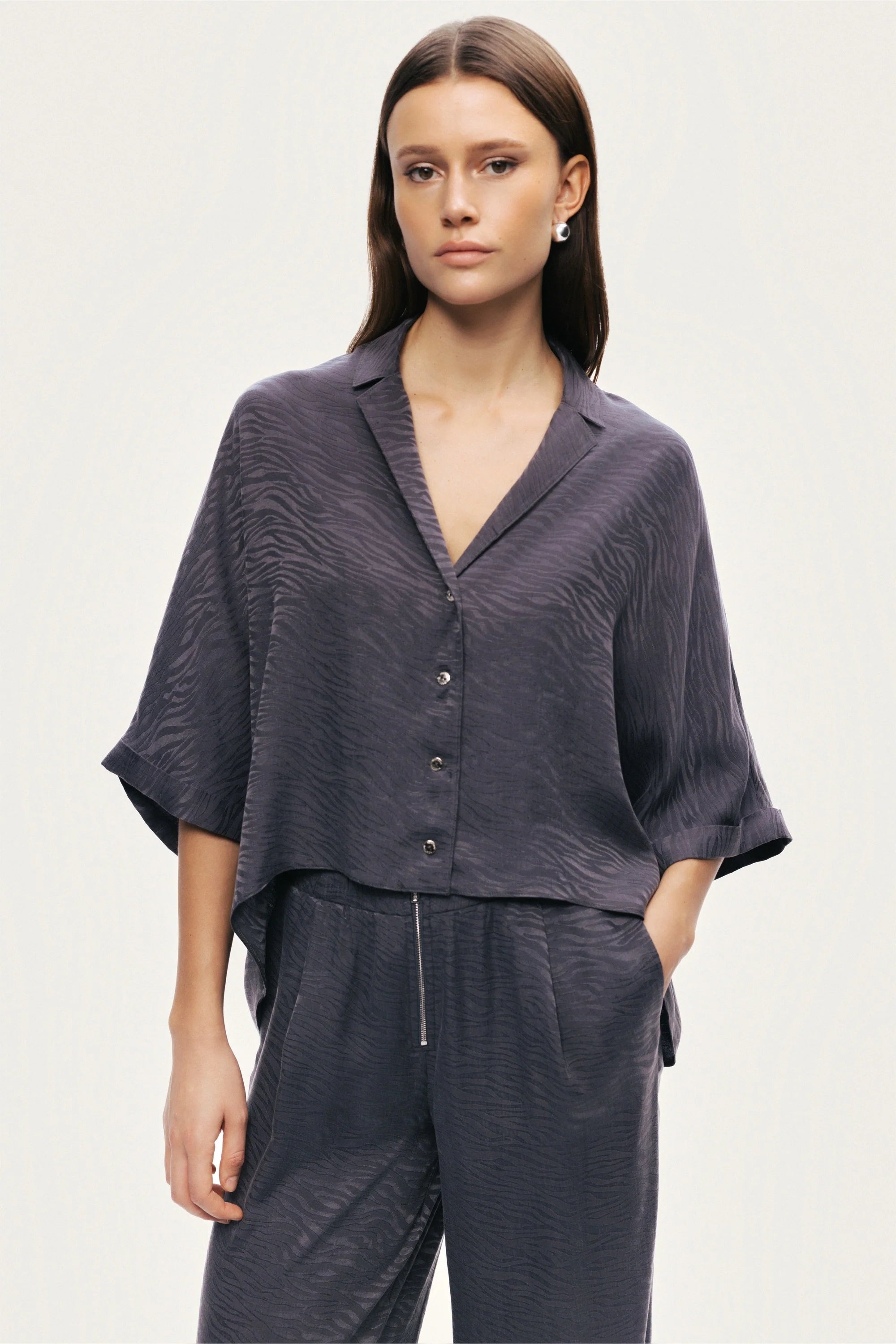 Relaxed Short-Sleeve Textured Shirt