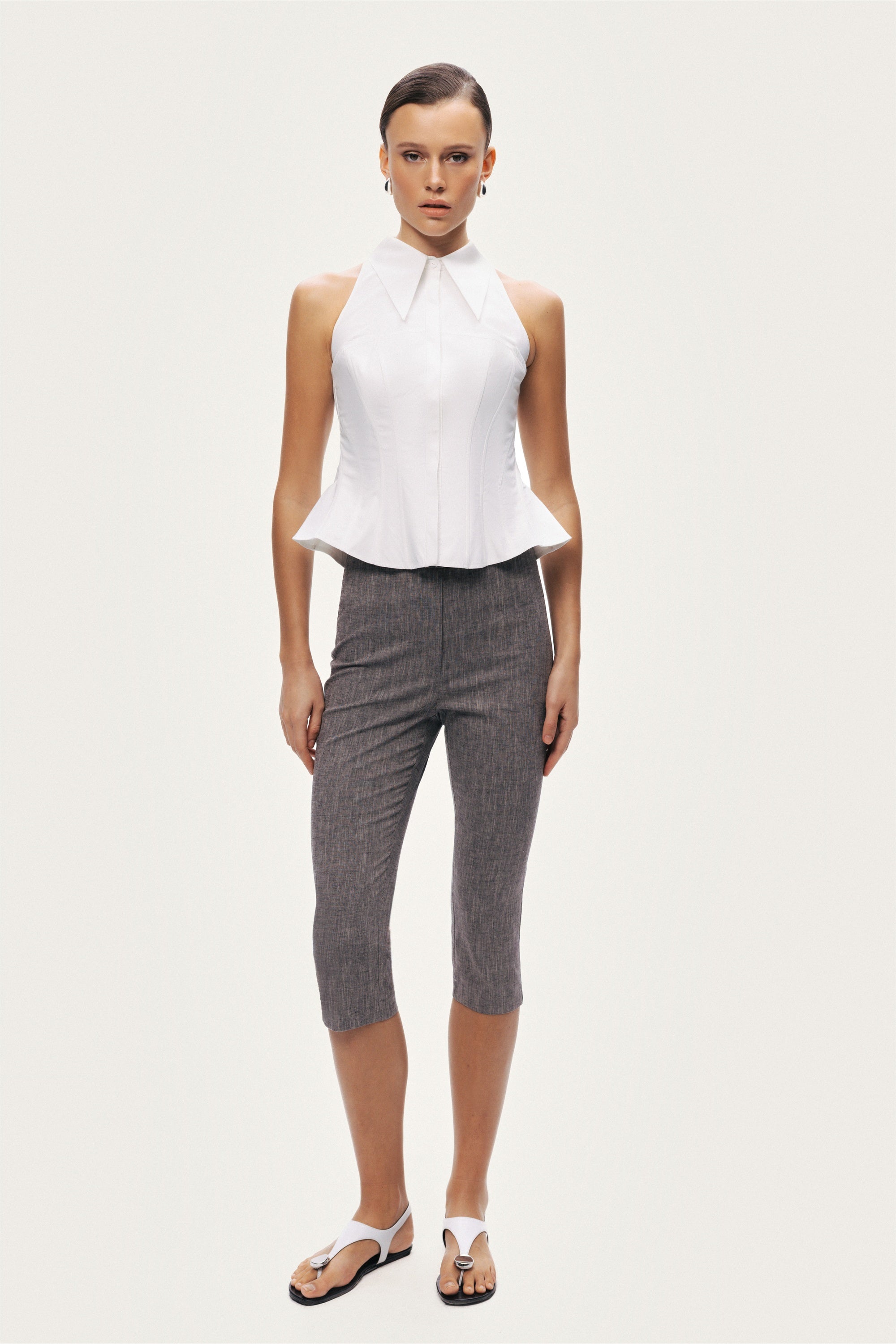 Structured Halter Peplum Top