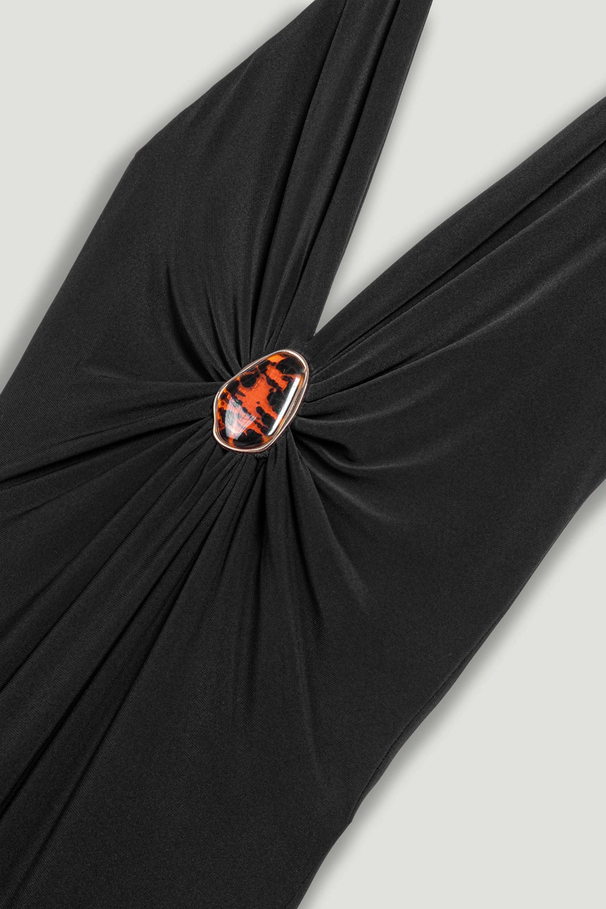 Halter-Neck Draped Maxi Dress