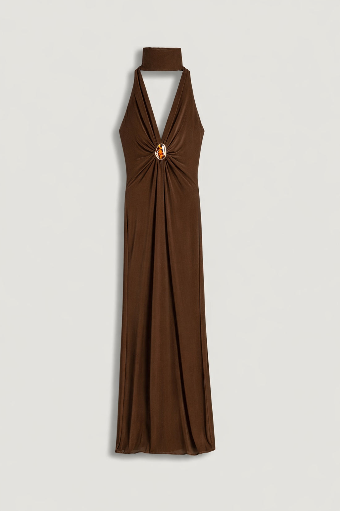 Halter-Neck Draped Maxi Dress