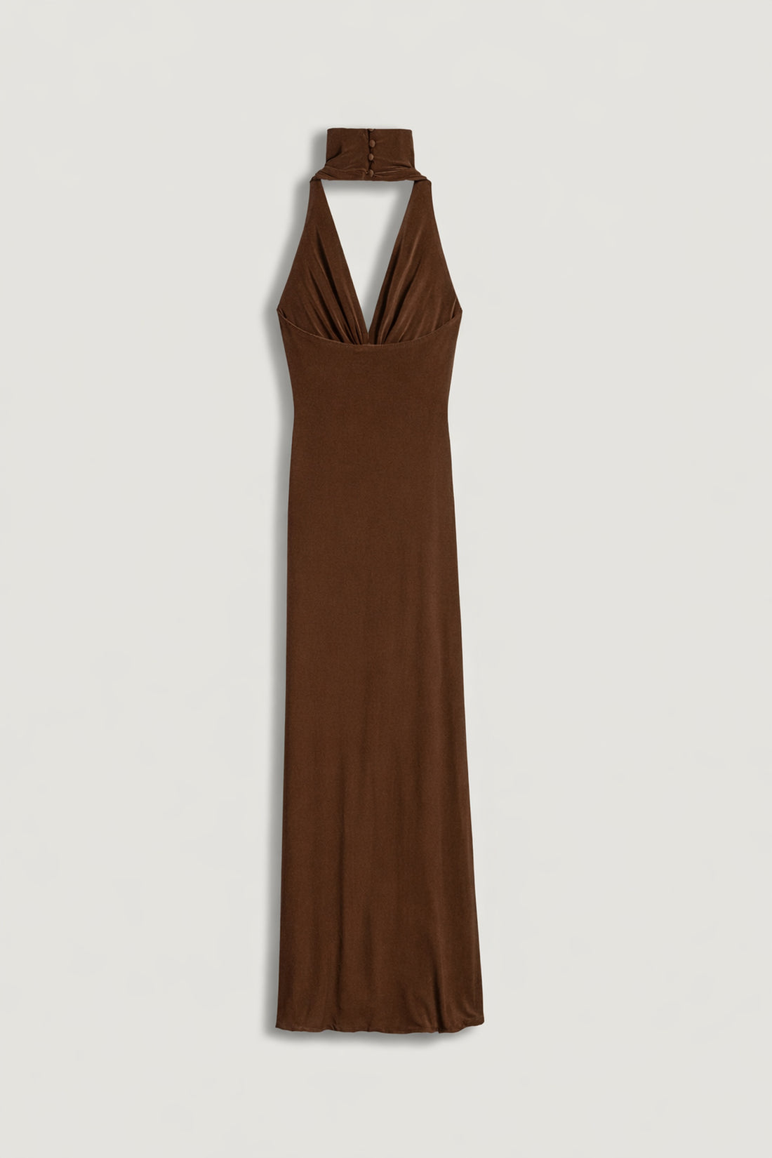 Halter-Neck Draped Maxi Dress