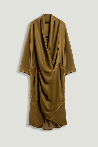 Draped V-Neck Midi Dress