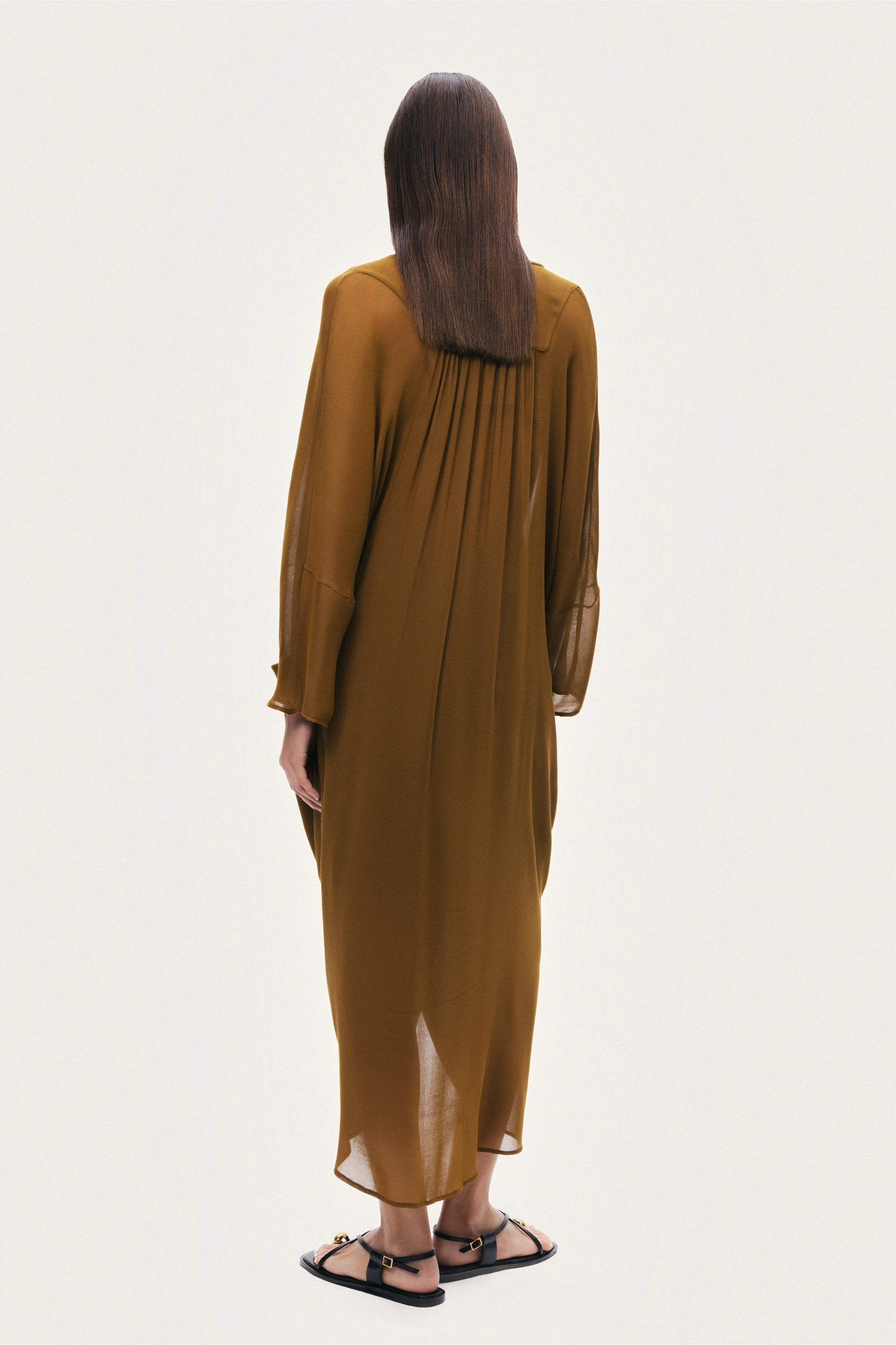 Draped V-Neck Midi Dress